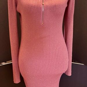 Say What? Pink Long Sleeve Ribbed Dress